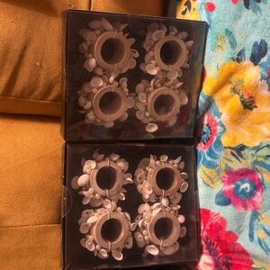 Tahari 8 (2 Boxes) White Sea Shell Beach Pearl Napkin Ring Holders Beach Holiday